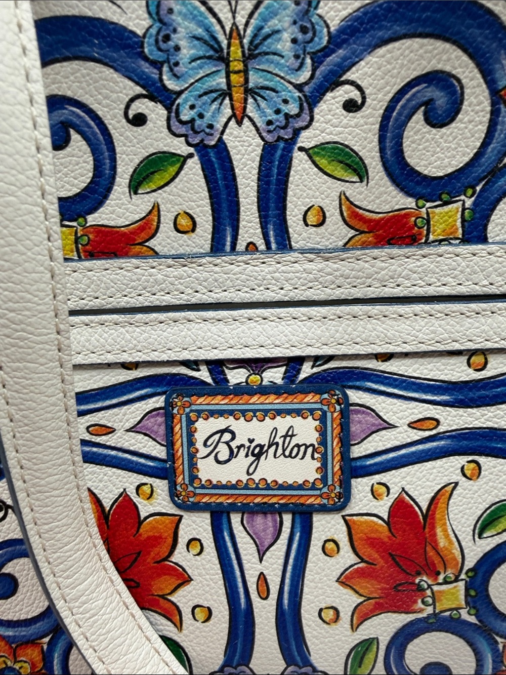 Retired Brighton La Farfalla Carina Tile Handbag - Picture 3 of 16